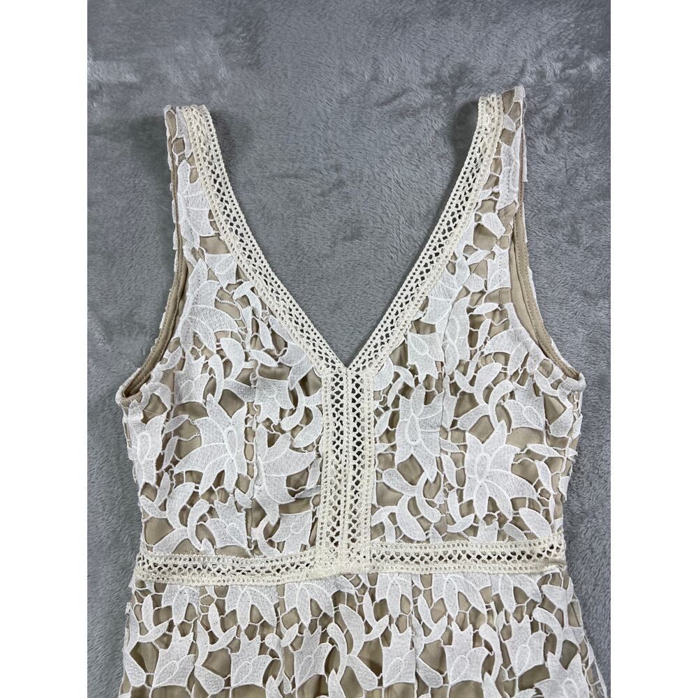 Lace Mini Dress Small White Coastal Cowgirl Boho V Neck Sleeveless Summer Chic - Picture 4 of 9